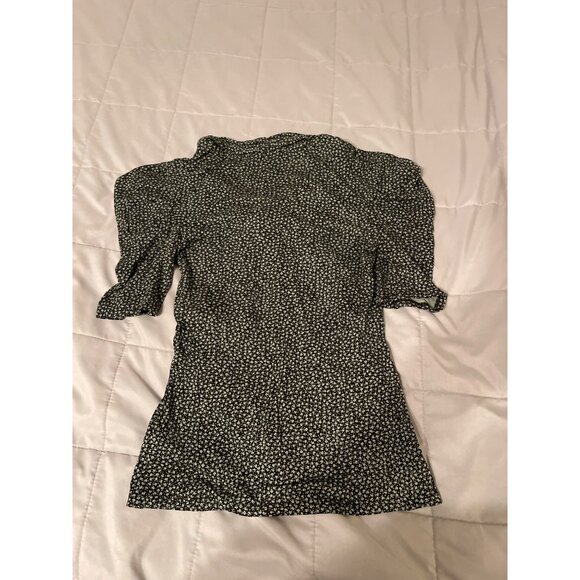 Anthropologie Postmark Black & White Floral Print Puff Sleeve Top XS - Picture 2 of 3